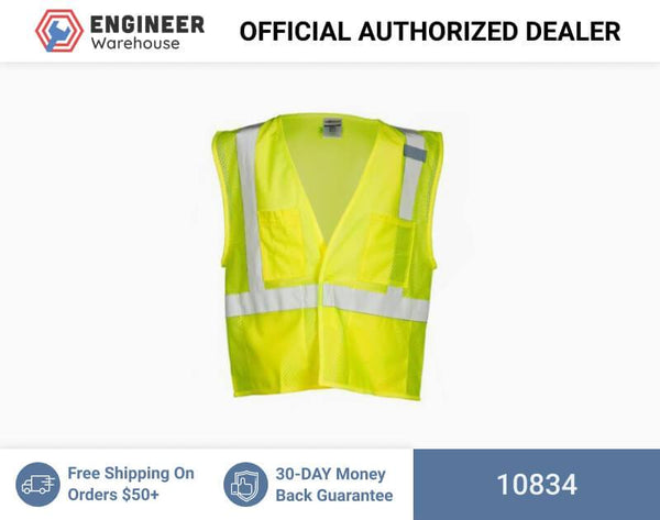 ML Kishigo Class 2 4-Pocket Hook & Loop Mesh Vest 4XLarge (Lime) - 10834