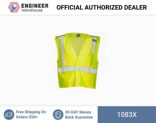 ML Kishigo Class 2 4-Pocket Hook & Loop Mesh Vest XLarge (Lime) - 1083X