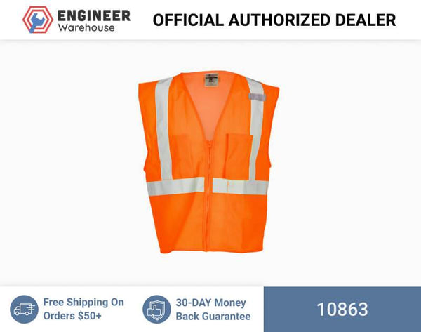 ML Kishigo Class 2 3-Pocket Zipper Mesh Vest 3XLarge (Orange) - 10863