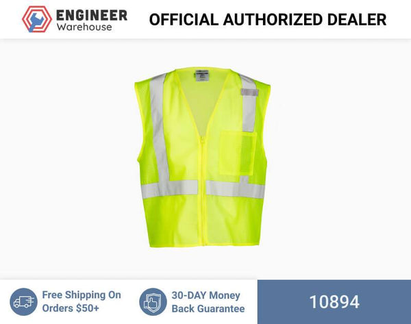ML Kishigo Class 2 Single Pocket Zipper Mesh Vest 4XLarge (Lime) - 10894