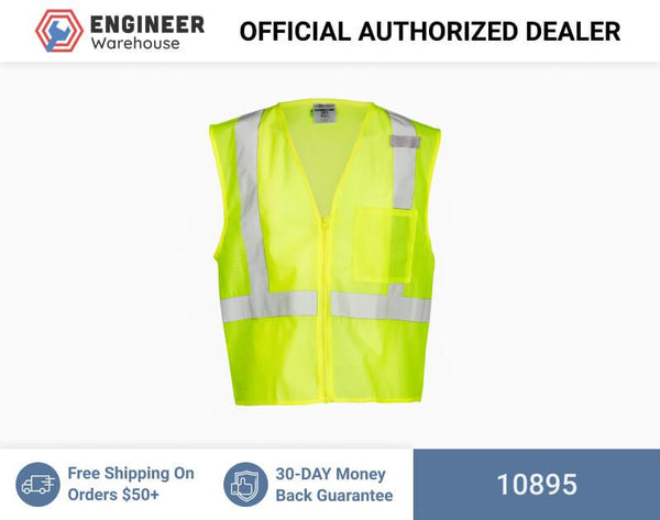 ML Kishigo Class 2 Single Pocket Zipper Mesh Vest 5XLarge (Lime) - 10895