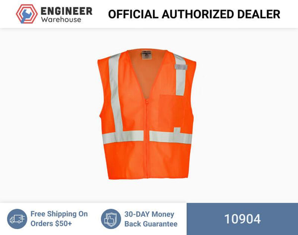 ML Kishigo Class 2 Single Pocket Zipper Mesh Vest 4XLarge (Orange) - 10904