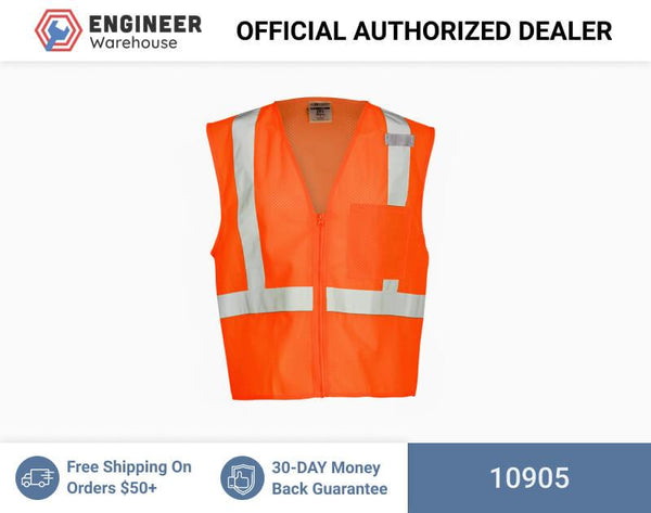 ML Kishigo Class 2 Single Pocket Zipper Mesh Vest 5XLarge (Orange) - 1090