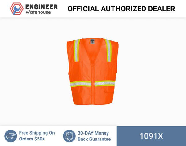 ML Kishigo Non-ANSI Economy Multi-Pocket Surveyors Vest XLarge (Orange) - 1091X