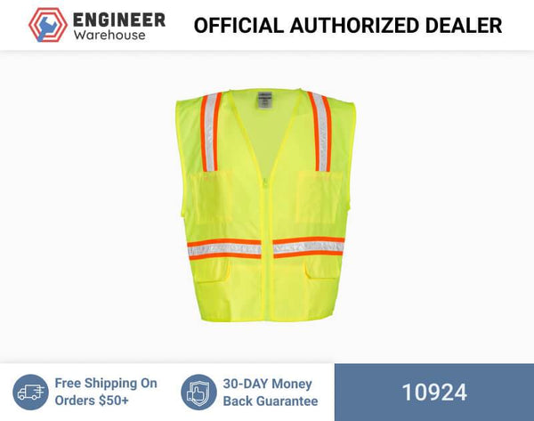 ML Kishigo Non-ANSI Economy Multi-Pocket Surveyors Vest 4XLarge (Lime) - 10924