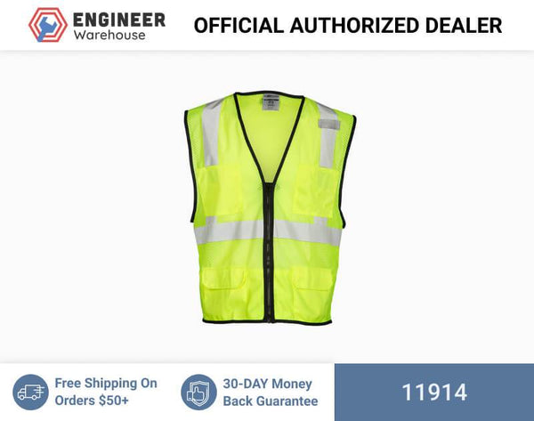 ML Kishigo Class 2 Vests 6 Pocket Mesh Vest - Economy - 4XLarge-5XLarge - Lime - 11914