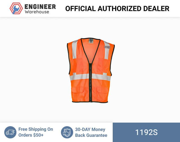 ML Kishigo Class 2 Vests 6 Pocket Mesh Vest - Economy - Small-Medium - Orange - 1192S