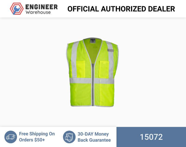 ML Kishigo Class 2 Vests Brilliant Series 3 Pocket Zipper Mesh Vest - 2XLarge - Lime - 15072