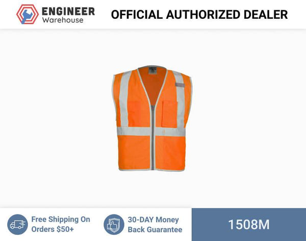 ML Kishigo Class 2 Vests Brilliant Series 3 Pocket Zipper Mesh Vest - Medium - Orange - 1508M