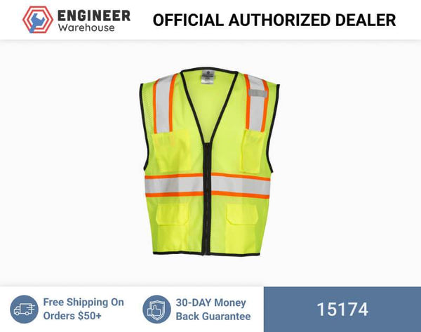 ML Kishigo Class 2 Vests 4 Pocket Contrast Mesh Vest - Economy - 4XLarge-5XLarge - Lime - 15174