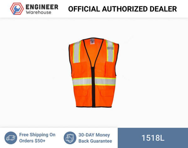 ML Kishigo Class 2 Vests 4 Pocket Contrast Mesh Vest - Economy - Large-XLarge - Orange - 1518L