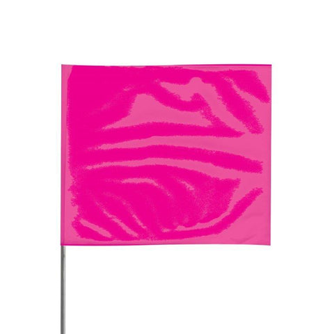 Presco 4" x 5" Marking Flag with 18" Wire Staff (Pink Glo) - Pack of 1000 - 4518PG