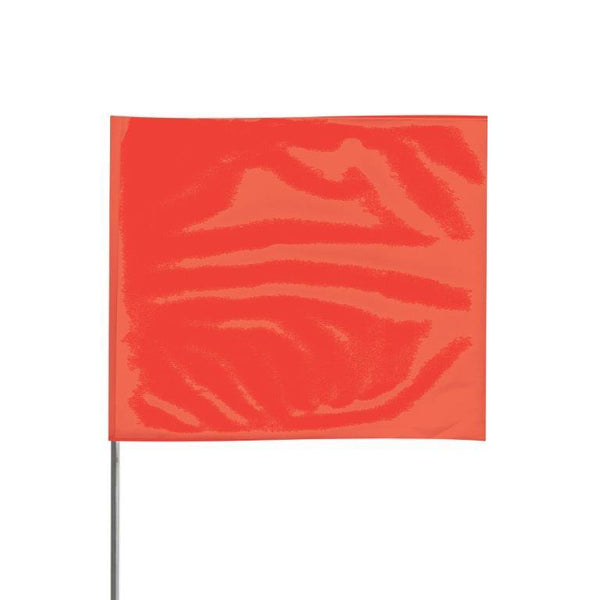 Presco 4" x 5" Marking Flag with 30" Wire Staff (Red Glo) - Pack of 1000 - 4530RG