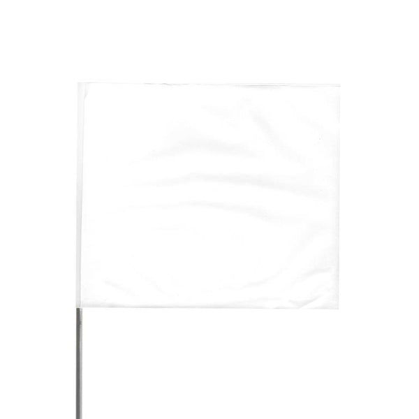 Presco 4" x 5" Marking Flag with 30" Wire Staff (White) - Pack of 1000 - 4530W