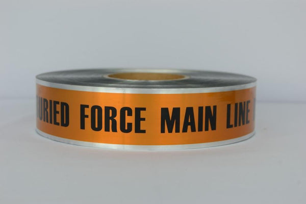 Trinity Tape Detectable Tape - Caution Buried Force Main Buried Below(brown) - Brown - 5 Mil - 2" x 1000' - D2105BR29