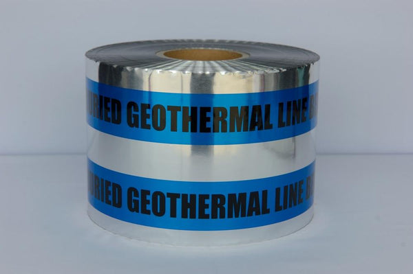 Trinity Tape Detectable Tape - Caution Buried Geothermal Line Below - Blue - 5 Mil - 6" X 1000' - D6105B27