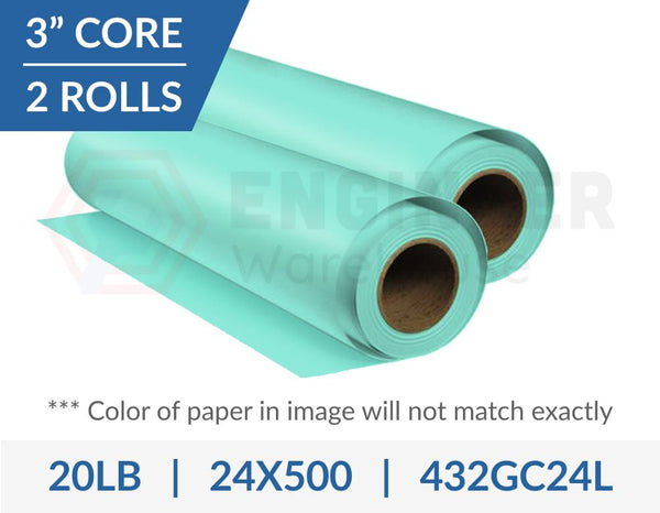 Dietzgen Tinted 20lb Engineering Bond - Green, 24" x 500', 2 Rolls per Carton - 432GC24L