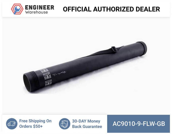 AlumiColor 24" Frank Lloyd Wright Aluminum Drafting Tube with Lake Geneva Tulip Design Engraving - 9010-9-FLW-GB