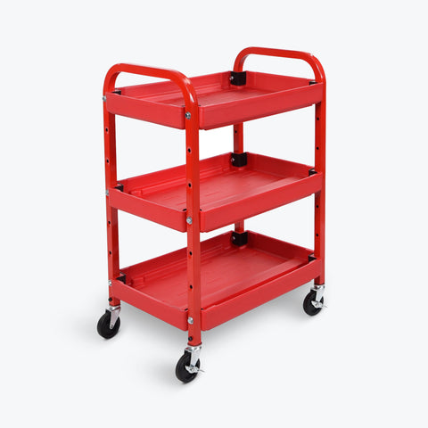 Luxor 3-Adjustable Height Shelf Utility Cart 22"W x 15.5"D x 32"H (Red) - ATC332