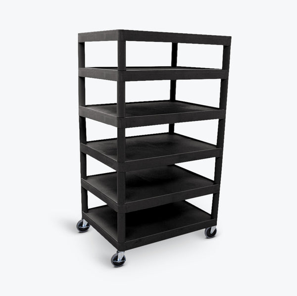 Luxor 6-Flat Shelf Utility Cart 32"W x 24"D x 58.25"H (Black) - BC60-B