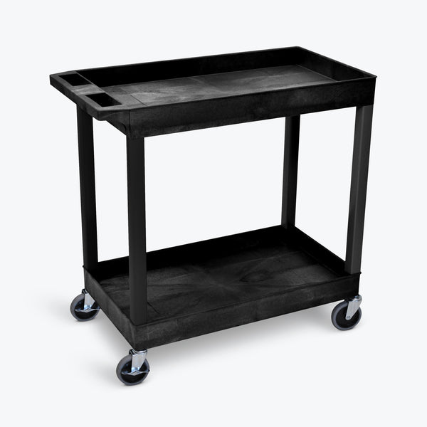 Luxor 18" x 32" 2-Tub Heavy-Duty Shelf Cart 32"W x 18"D x 34.25"H (Black) - EC11-B