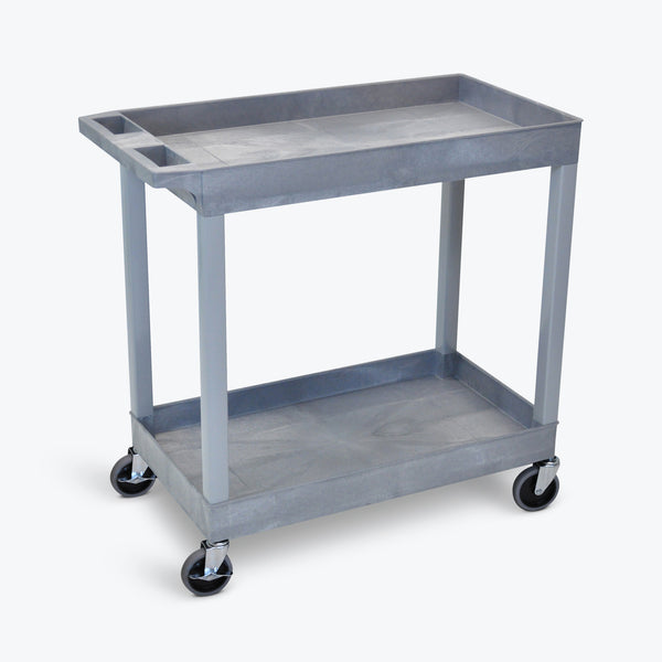 Luxor 18" x 32" 2-Tub Shelf Cart 32"W x 18"D x 34.25"H (Gray) - EC11-G