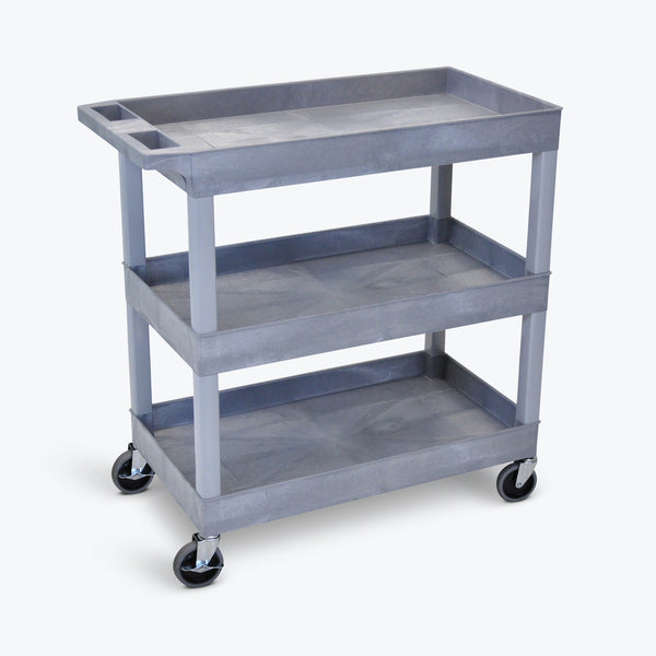 Luxor 3-Tub Shelf Cart 32"W x 18"D x 36.25"H (Gray) - EC111-G