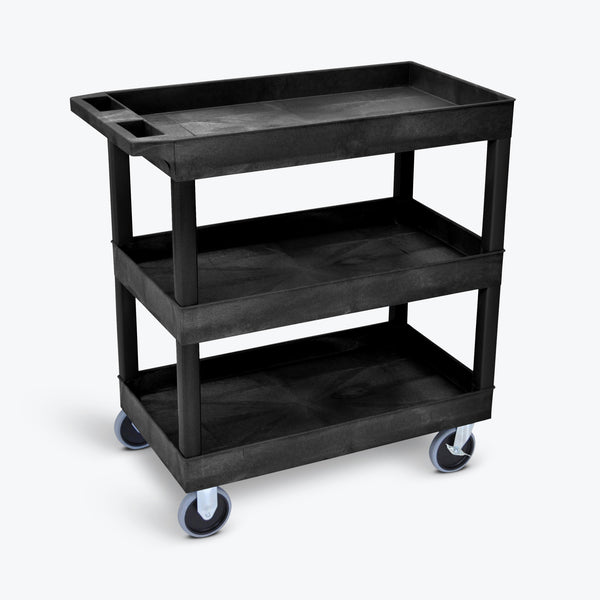 Luxor 3-Tub Heavy-Duty Shelf Cart 32"W x 18"D x 37.25"H (Black) - EC111HD-B