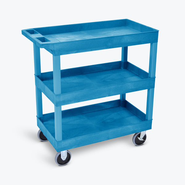 Luxor 3-Tub Heavy-Duty Shelf Cart 32"W x 18"D x 37.25"H (Blue) - EC111HD-BU