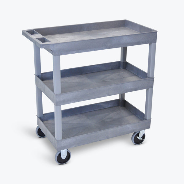 Luxor 18" x 32" 3-Shelf Tub Cart 35.25"W x 18"D x 36.25"H (Gray) - EC111HD-G