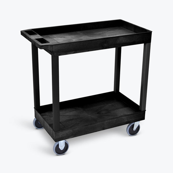 Luxor 18" x 32" 2-Tub Heavy-Duty Shelf Cart 32"W x 18"D x 35.25"H (Black) - EC11HD-B