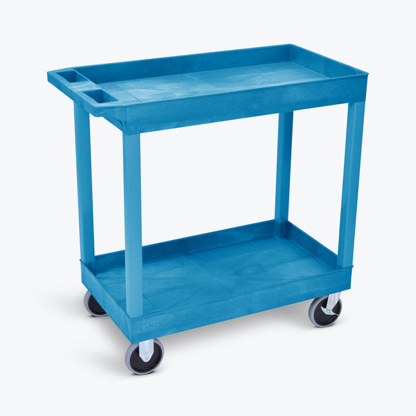 Luxor 18" x 32" 2-Tub Heavy-Duty Shelf Cart 32"W x 18"D x 35.25"H (Blue) - EC11HD-BU