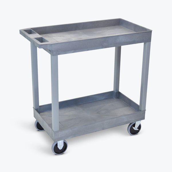 Luxor 18" x 32" 2-Tub Shelf Heavy-Duty Cart 32"W x 18"D x 35.25"H (Gray) - EC11HD-G