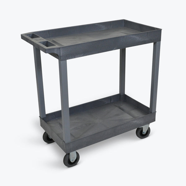 Luxor 18" x 32" 2-Tub Cart w/ 5" Semi-Pneumatic Casters 32"W x 18"D x 35.25"H (Gray) - EC11SP5-G