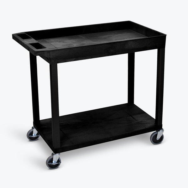 Luxor 18" x 32" 1-Tub/1-Flat Shelf Cart 32"W x 18"D x 32.5"H (Black) - EC12-B