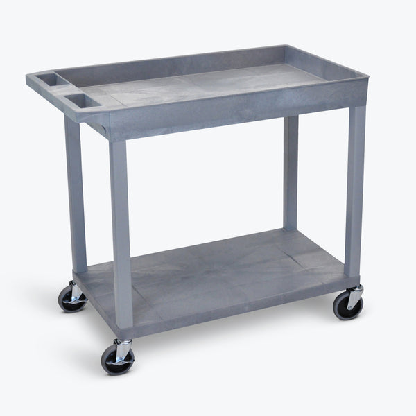 Luxor 18" x 32" 1-Tub/1-Flat Shelf Cart 32"W x 18"D x 32.5"H (Gray) - EC12-G