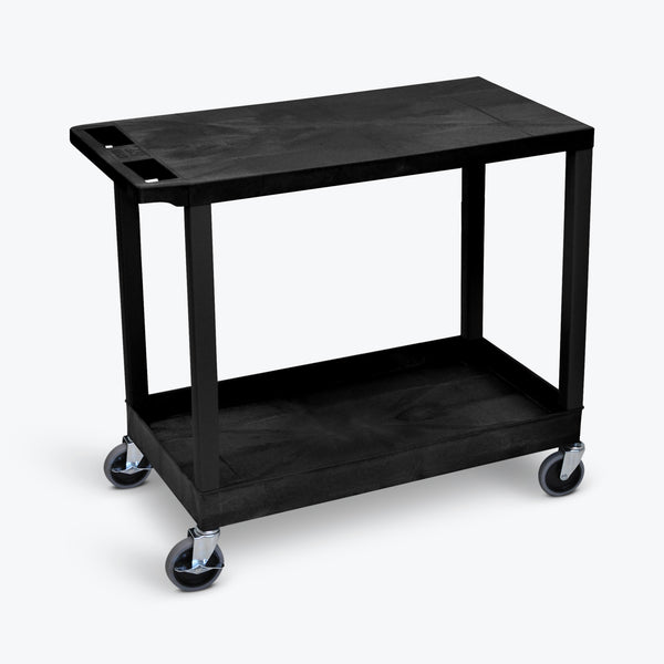 Luxor 18" x 32" 1-Tub/1-Flat Shelf Cart 32"W x 18"D x 32.5"H (Black) - EC21-B