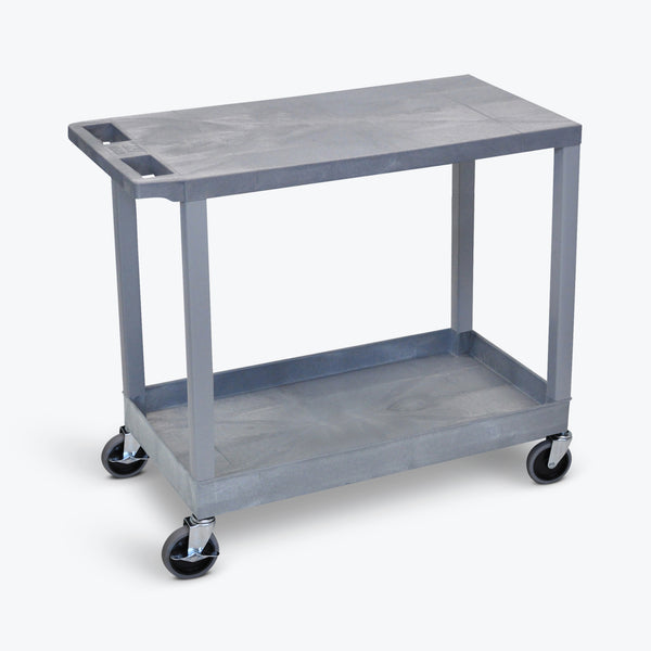 Luxor 18" x 32" 1-Tub/1-Flat Shelf Cart 32"W x 18"D x 32.5"H (Gray) - EC21-G