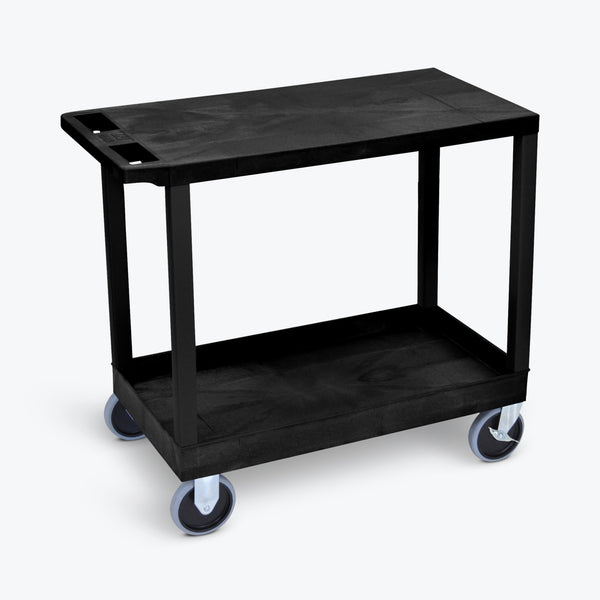 Luxor 18" x 32" 1-Tub/1-Flat Heavy-Duty Shelf Cart 32"W x 18"D x 33.5"H (Black) - EC21HD-B