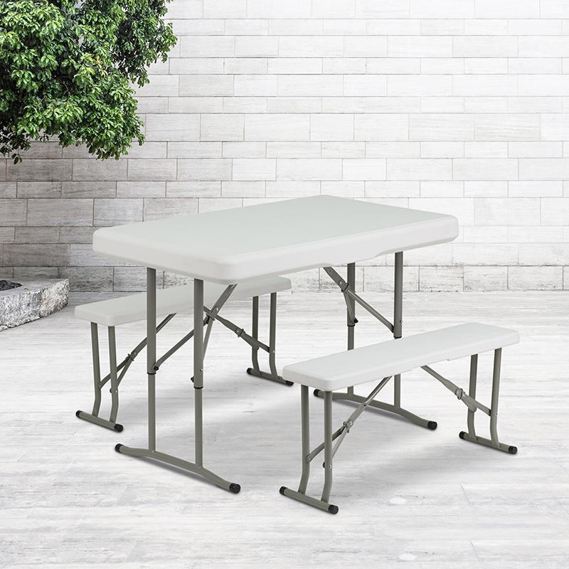 Flash Furniture Plastic Folding Table and Bench Set DAD YCZ 103 GG Engineer Warehouse