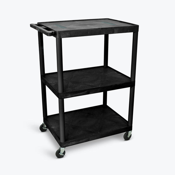 Luxor 48"H Endura 3-Shelf Cart, 32"W x 24"D x 48.25"H (Black) - LE48-B