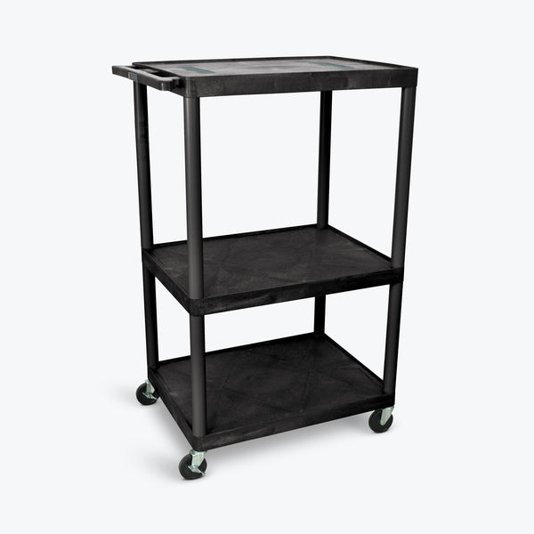 Luxor 54"H Endura 3-Shelf AV Cart, 32"W x 24"D x 54.25"H (Black) - LE54-B