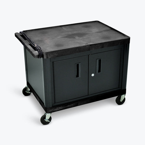 Luxor 27"H AV Cart w/ Locking Cabinet 32"W x 24"D x 27"H (Black) - LP27CE-B
