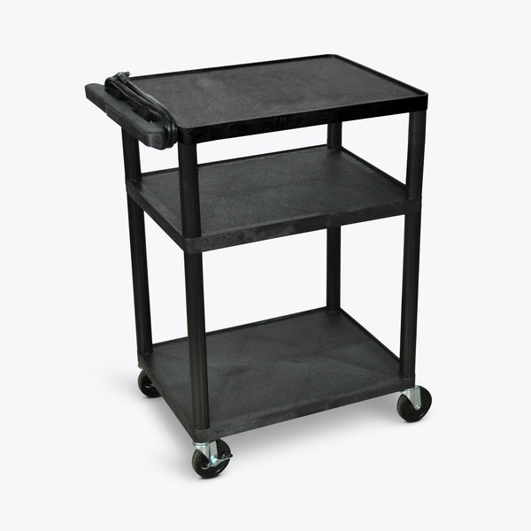 Luxor 34"H Endura 3-Shelf Presentation Cart 24"W x 18"D x 34"H (Black) - LP34E-B