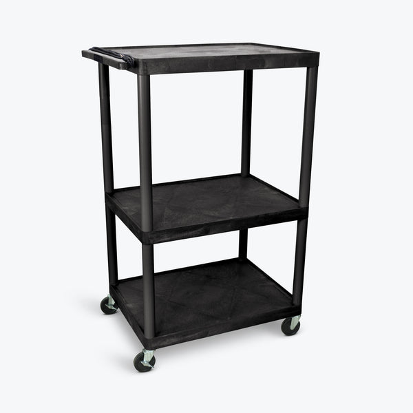 Luxor 54"H Endura 3-Shelf Presentation Cart 32"W x 24"D x 54.25"H (Black) - LP54E-B