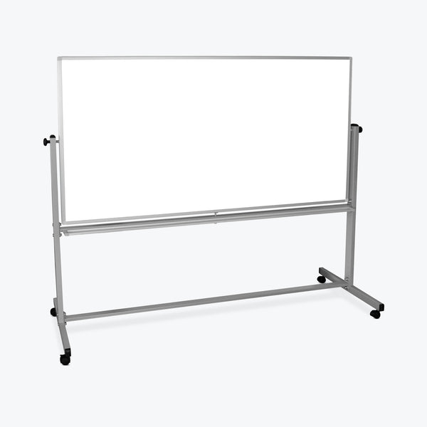 Luxor 72" x 40" Reversible Magnetic Mobile Whiteboard 74.5"W x 23"D x 69"H (Silver/White) - MB7240WW