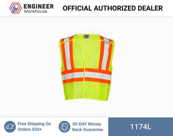 ML Kishigo Class 2 Contrasting Mesh Breakaway Vest Large (Lime) - 1174L