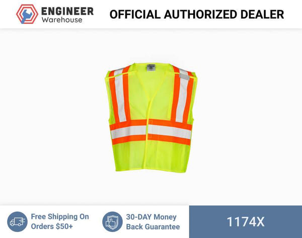 ML Kishigo Class 2 Contrasting Mesh Breakaway Vest XLarge (Lime) - 1174X