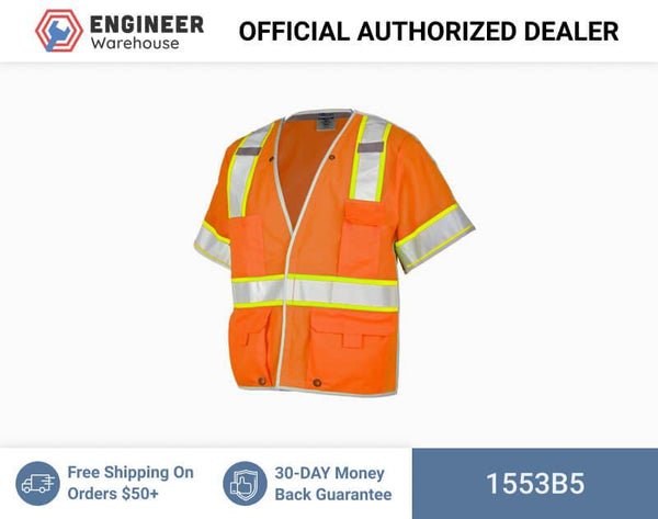 ML Kishigo Breakaway Vests Premium Brilliant Series Breakaway Class 3 Vest - 5XLarge - Orange - 1553B5