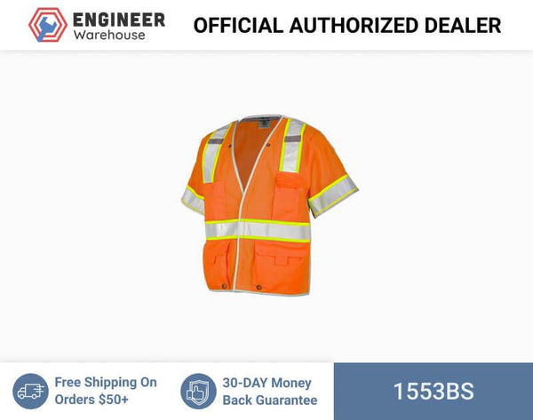 ML Kishigo Breakaway Vests Premium Brilliant Series Breakaway Class 3 Vest - Small - Orange - 1553BS